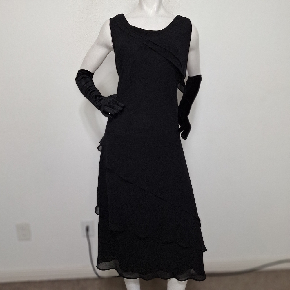 Ultra Dress New York Vintage Black Ruffle Whimsigoth Chiffon Witchy Dress Sz. 14
